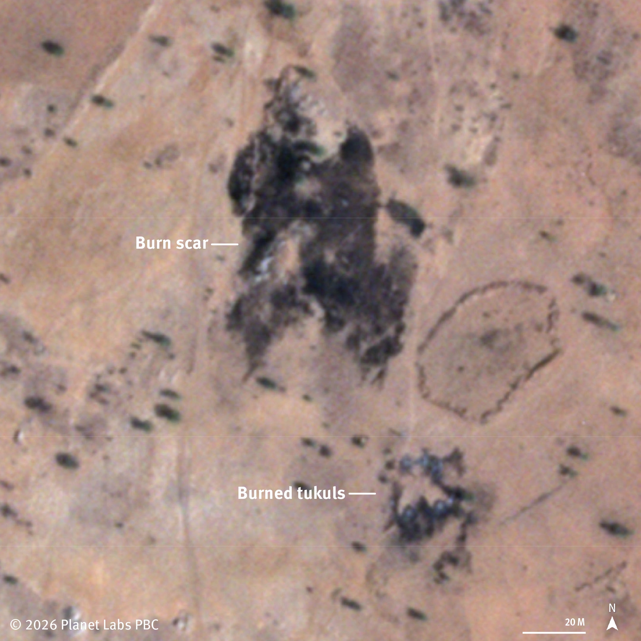 Annotated satellite image in french