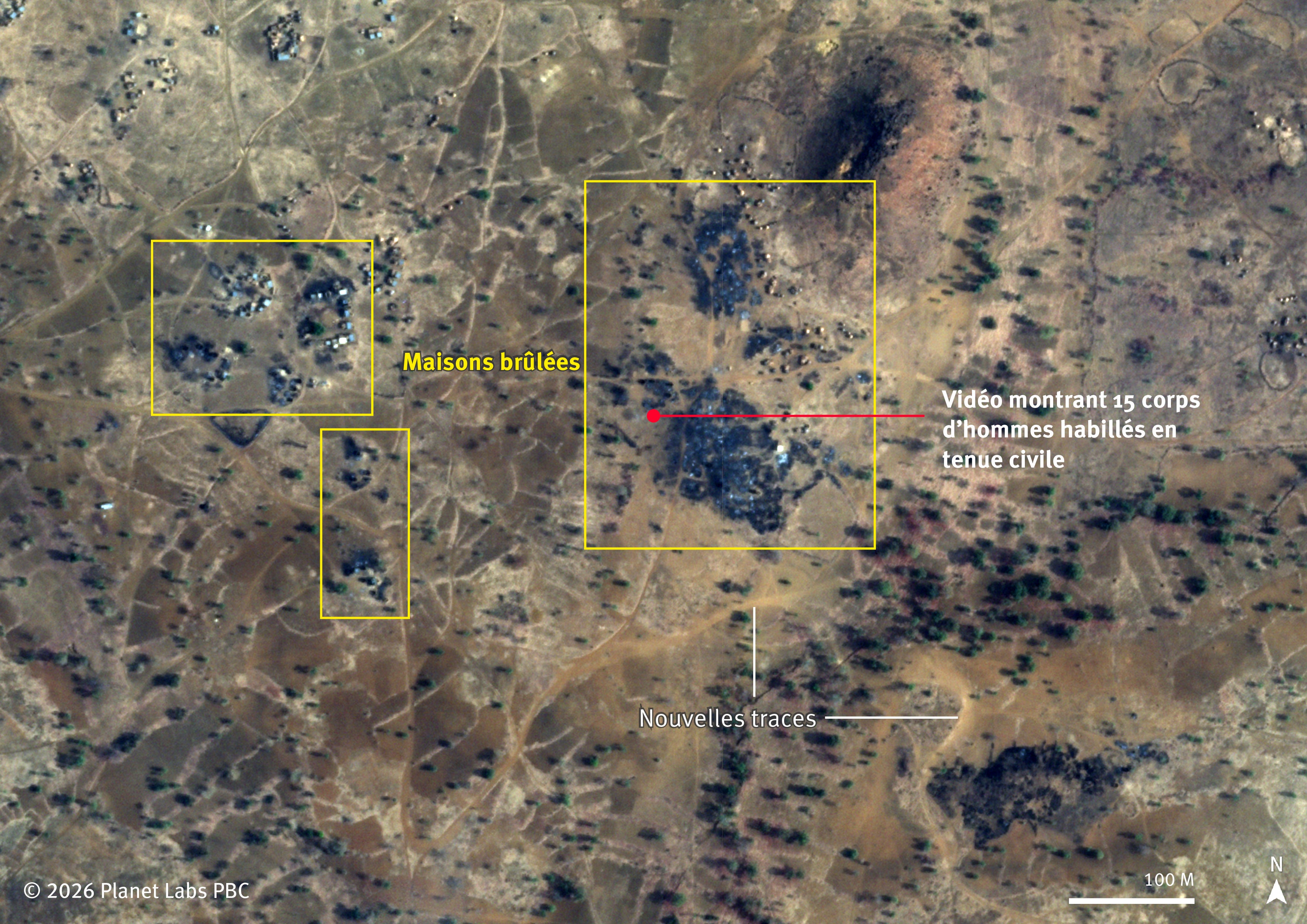 Annotated satellite image in french