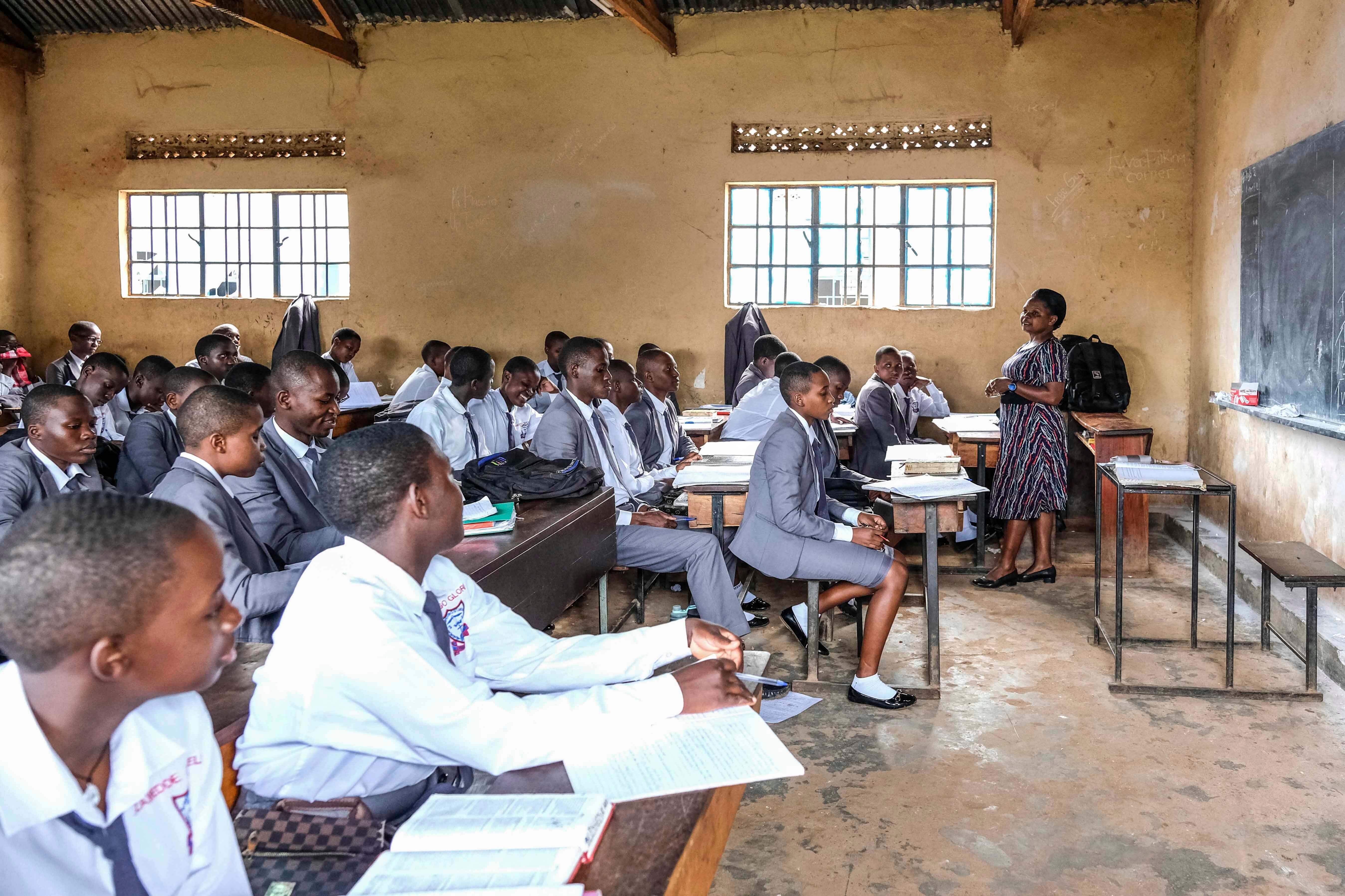 A class at Wampewo Ntakke Secondary School in Kawempe tula village, Kampala, Uganda, November 4, 2024. 