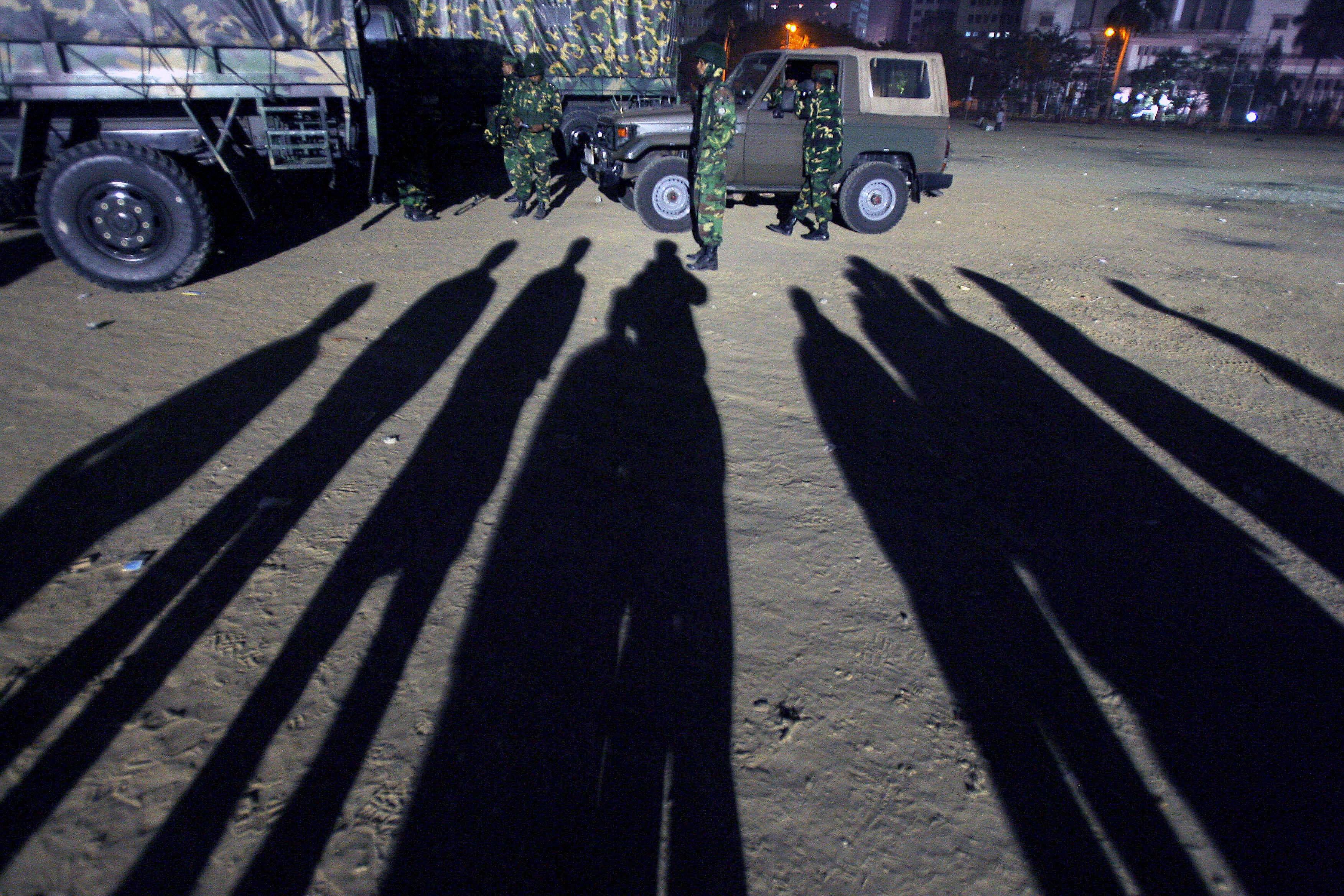 Soldiers near the presidential palace after a state of emergency was in Dhaka, Bangladesh, January 11, 2007.