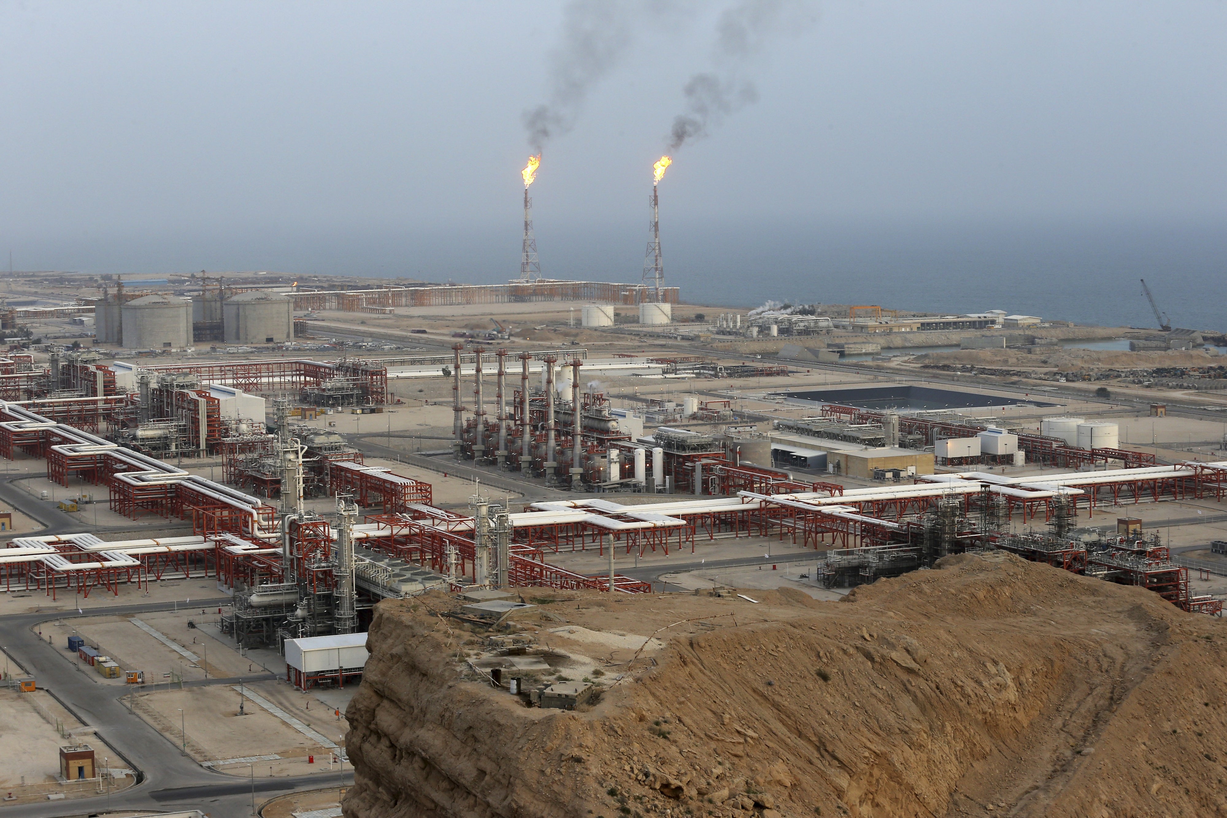 Natural gas refineries at the South Pars gas field on the northern coast of the Persian Gulf, in Asaluyeh, Iran, March 16, 2019.