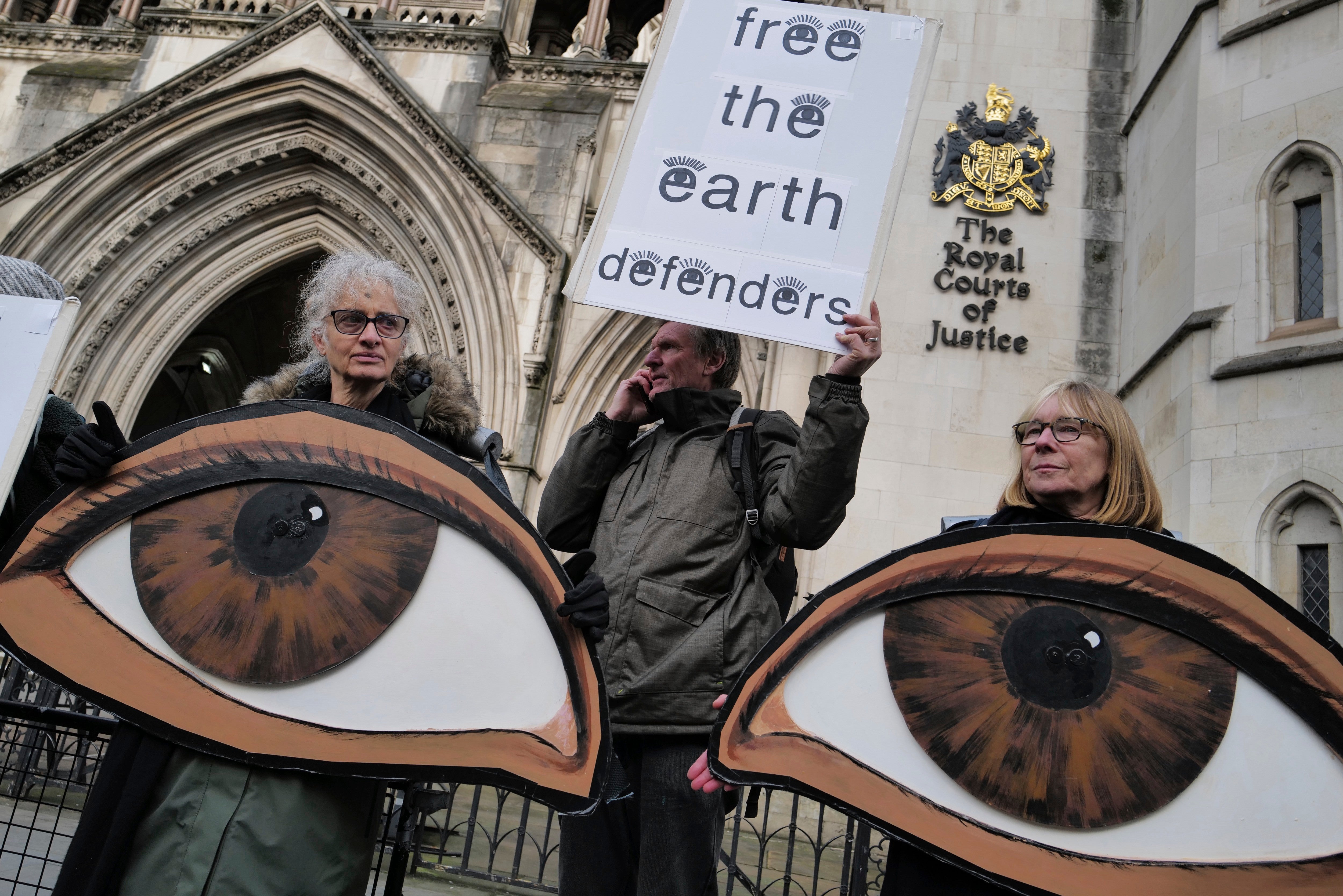 Supporters of imprisoned environmental activists stage a protest 