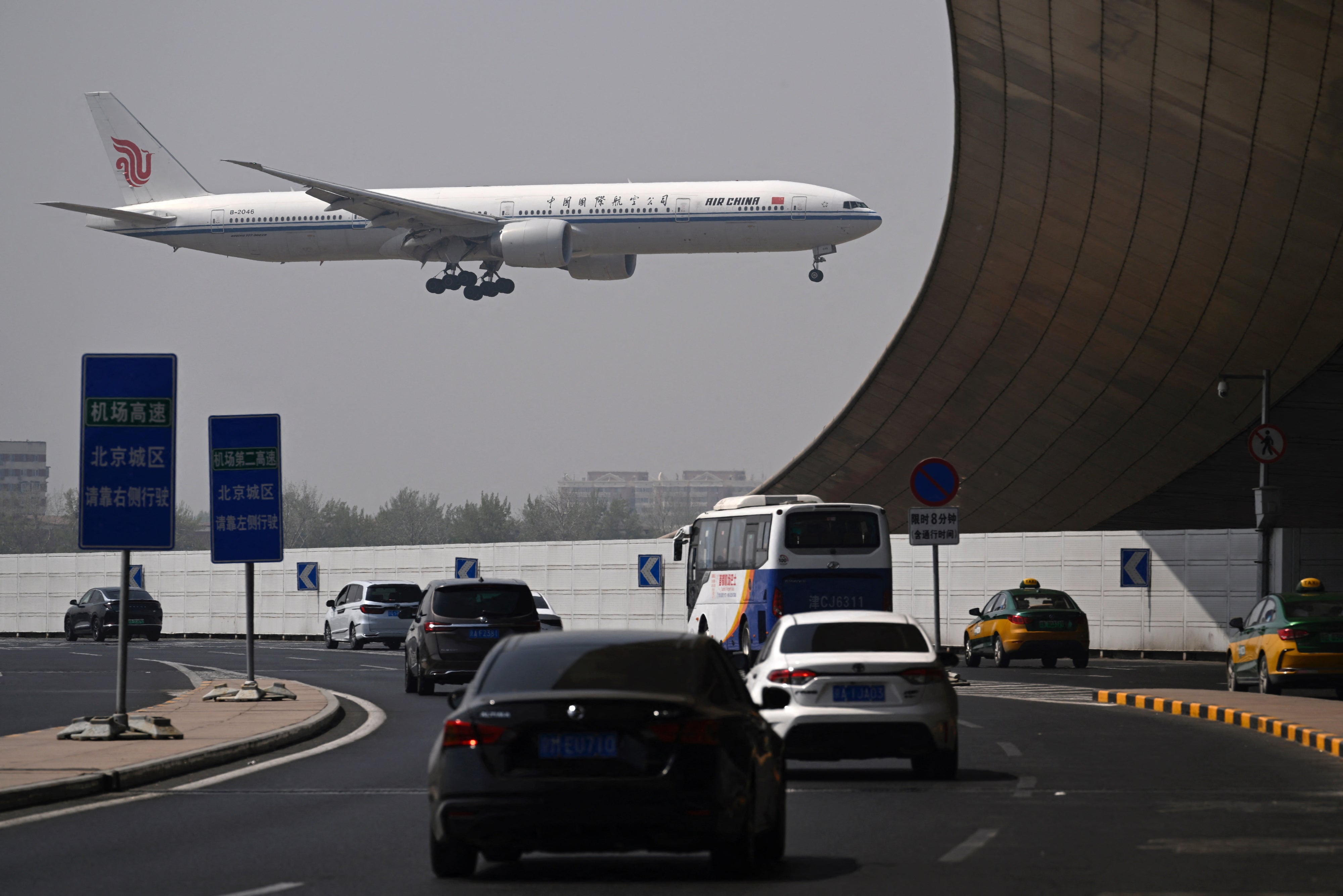An Air China Boeing 777-300 at Beijing Capital International Airport, April 10, 2025.