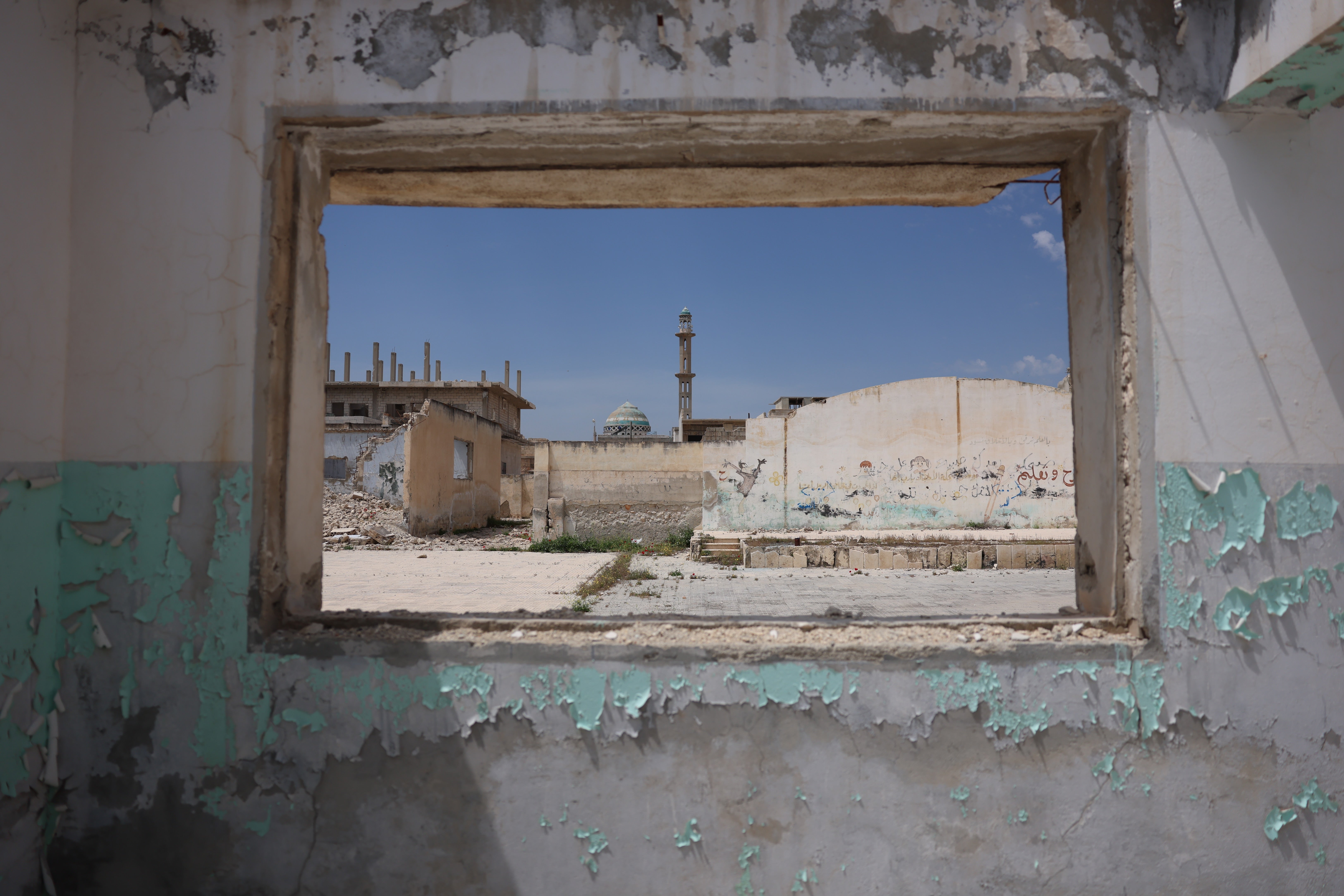 A destroyed school in Ghadfa village, Idlib countryside, Syria.