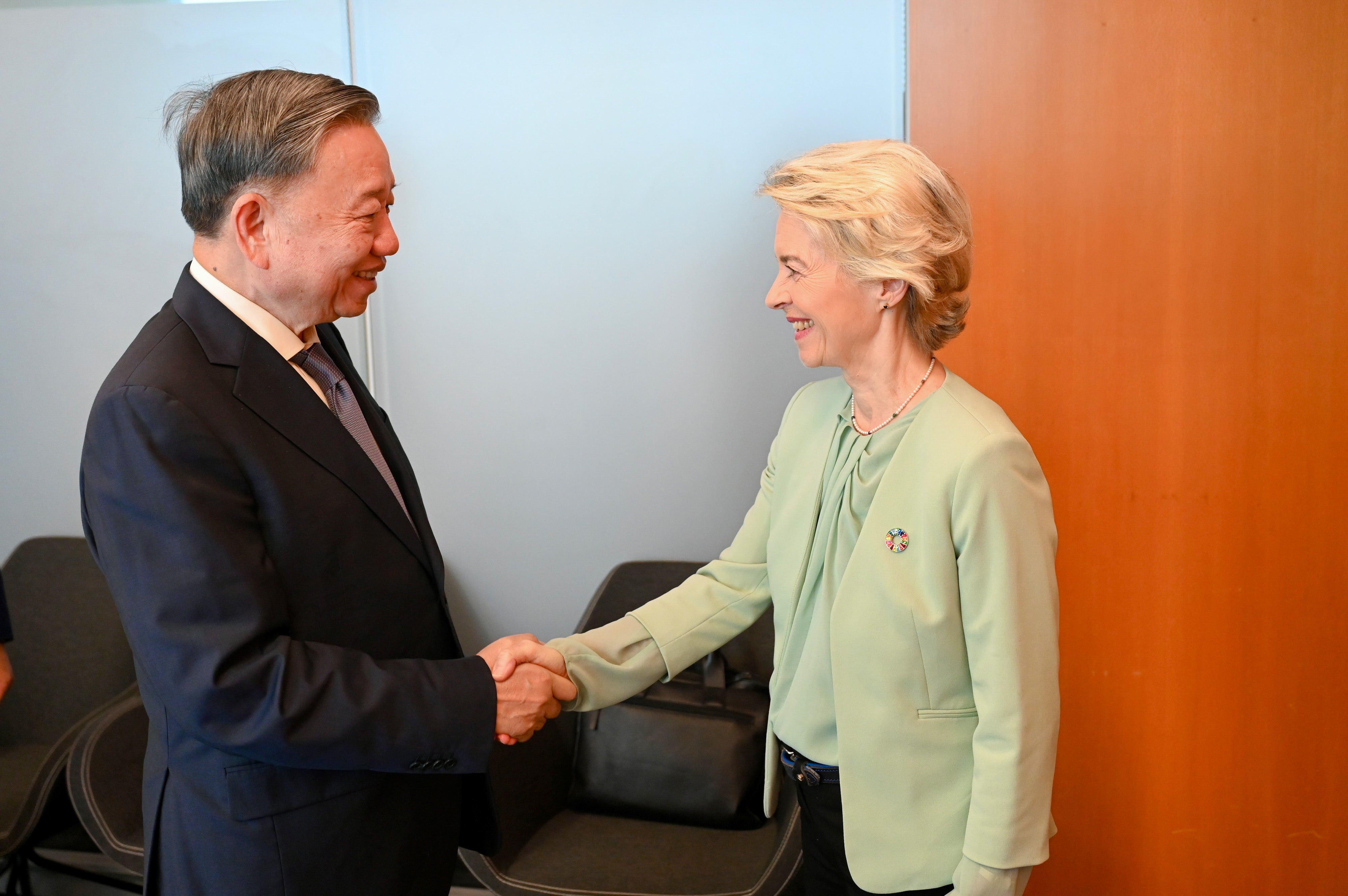 Vietnam’s leader To Lam meeting President of the European Commission Ursula von der Leyen during United Nations General Assembly meetings, September 24, 2024.