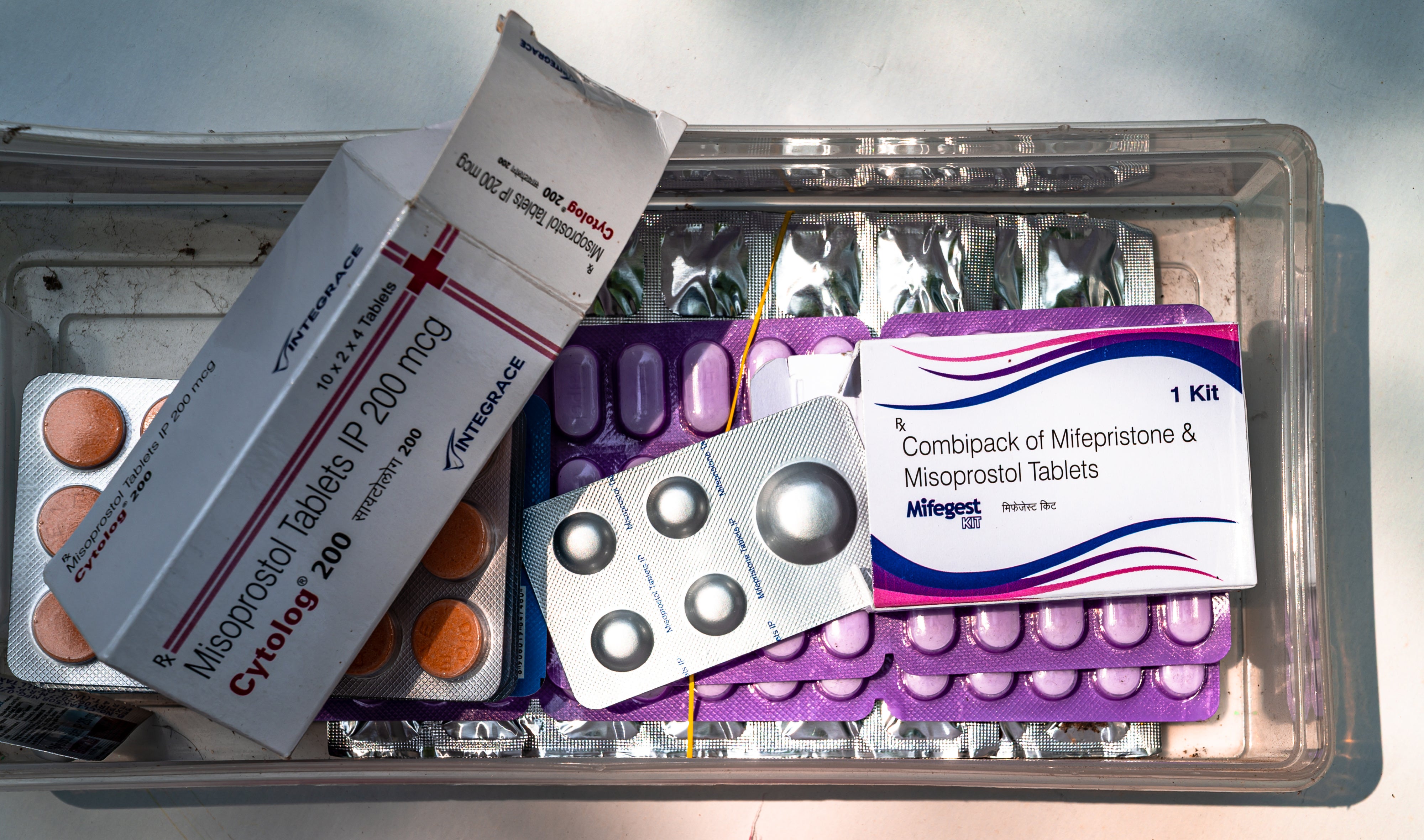 A box of Mifepristone combined with Misoprostol tablets, May 2026. 