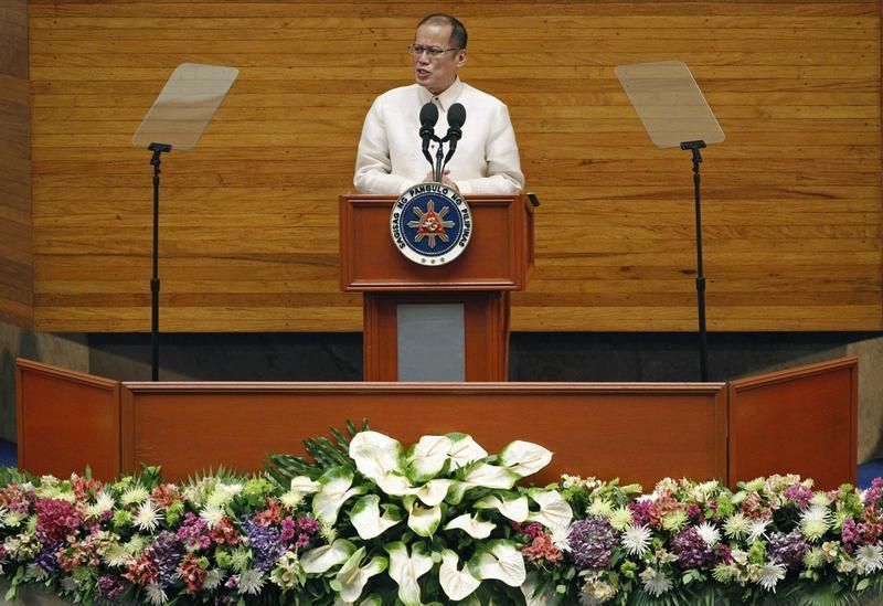 Philippine President Benigno Aquino delivers his fifth State of the Nation Address (SONA) during the joint session of the 16th Congress at the House of Representatives of the Philippines in Quezon city, metro Manila on July 28, 2014.
