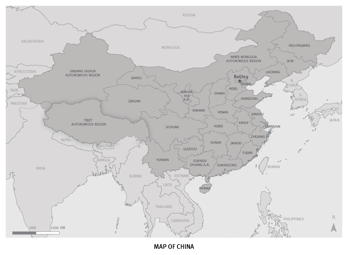 Map of China and Tibet