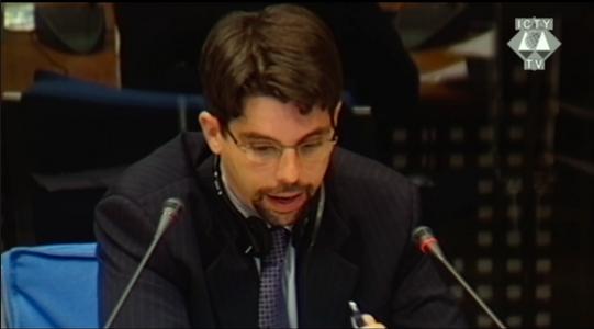 Human Rights Watch's Fred Abrahams testifying in the war crimes trial of Slobodan Milosevic.