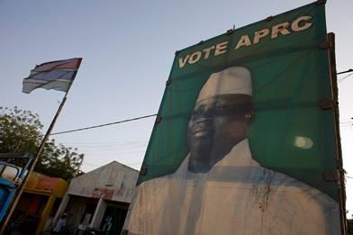 a billboard, with the image of President Yahya Jammeh