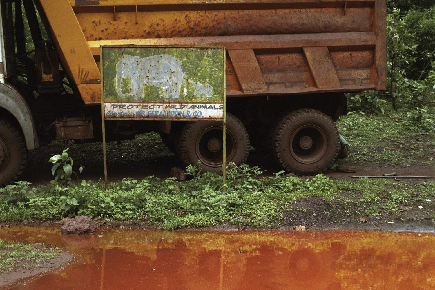  Iron ore hauling truck in Keonjhar forest, Orissa State, India. 