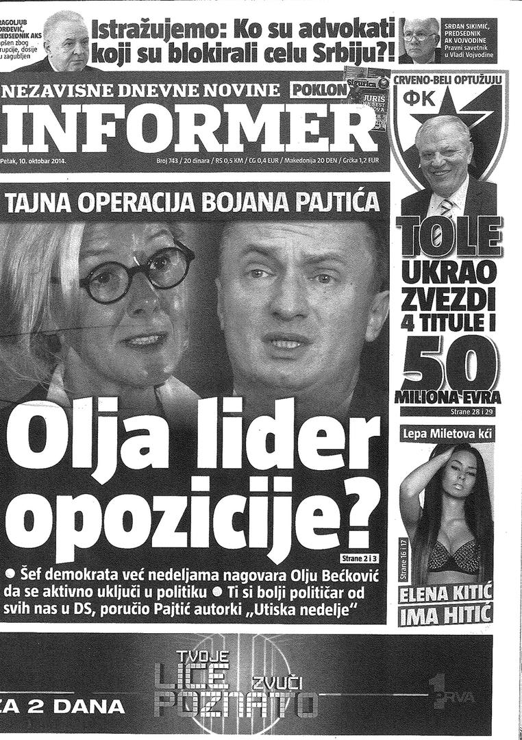 Serbian pro-government Informer daily newspaper