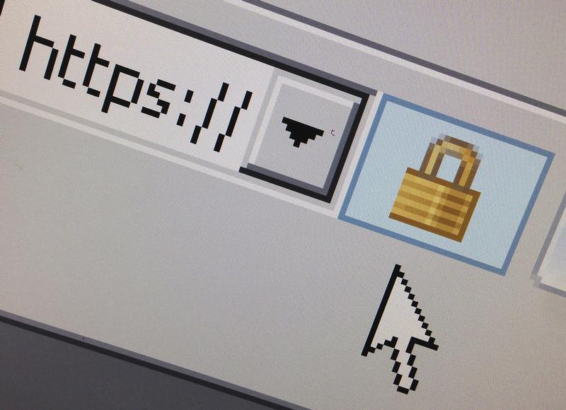 A lock icon, signifying an encrypted Internet connection, is seen on an Internet Explorer browser in a photo illustration in Paris, April 15, 2014. 