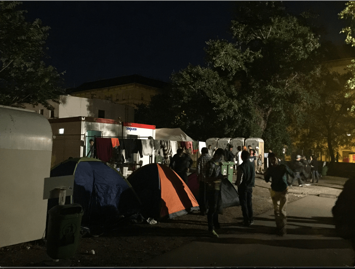 Nyugati train station transit zone for migrants and asylum seekers, Budapest, Hungary. August 25, 2015.