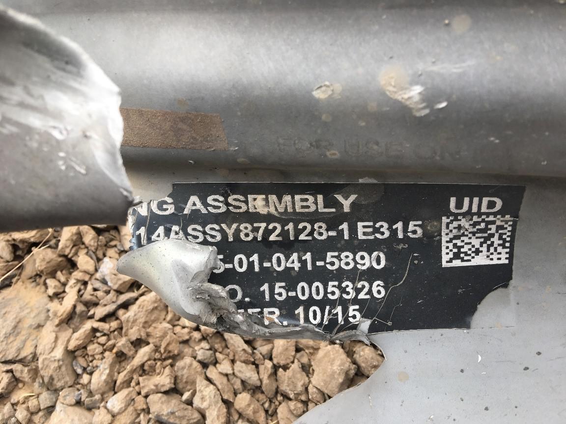 Remnant of a wing assembly that is mounted on a US-made GBU-12 Paveway II laser-guided 500-pound bomb found at the Arhab water drilling site, Sanaa governorate, where at least 31 civilians were killed in an airstrike on September 10, 2016. According to th