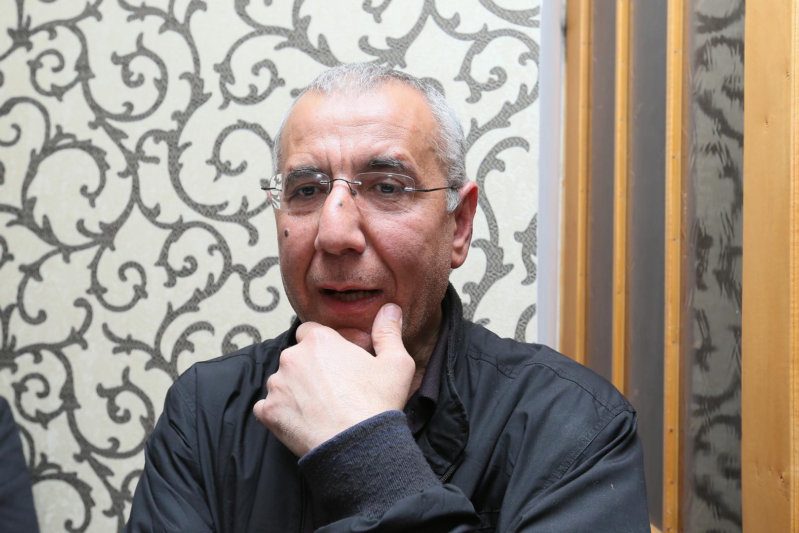 Azerbaijani lawyer, human rights defender Intigam Aliyev giving an interview after he was freed in Baku, Azerbaijan, March 28, 2016. 