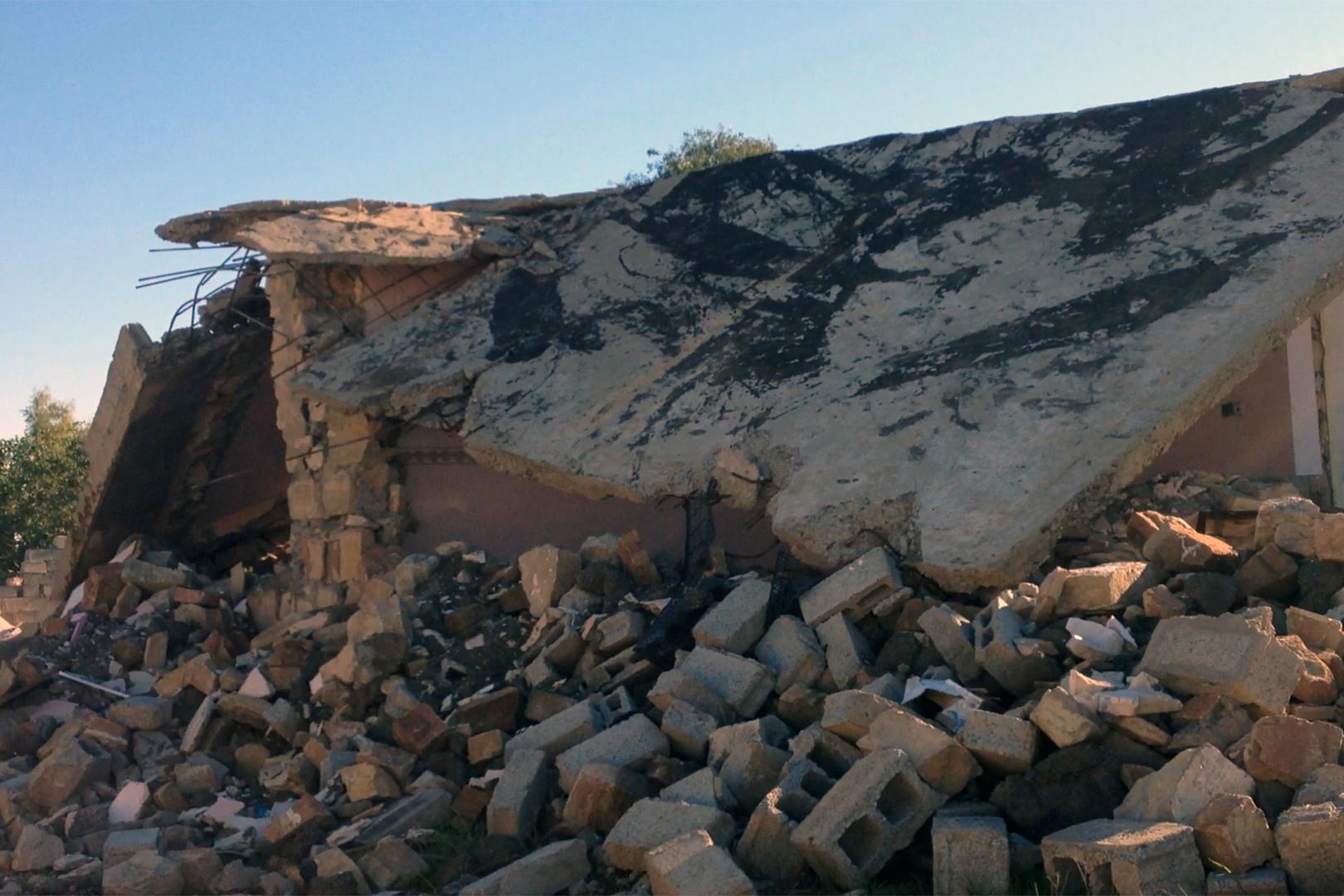 منازل مدمرة بالجرافات في إدريس خزعل بعد 1 فبراير/شباط 2015 © 2015 هيومن رايتس ووتش