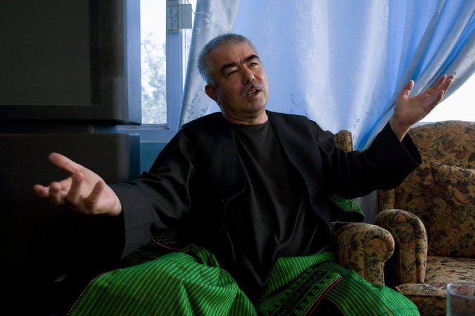 General Abdul Rashid Dostum speaks during an interview at his palace in Shiberghan in northern Afghanistan on August 19, 2009. 