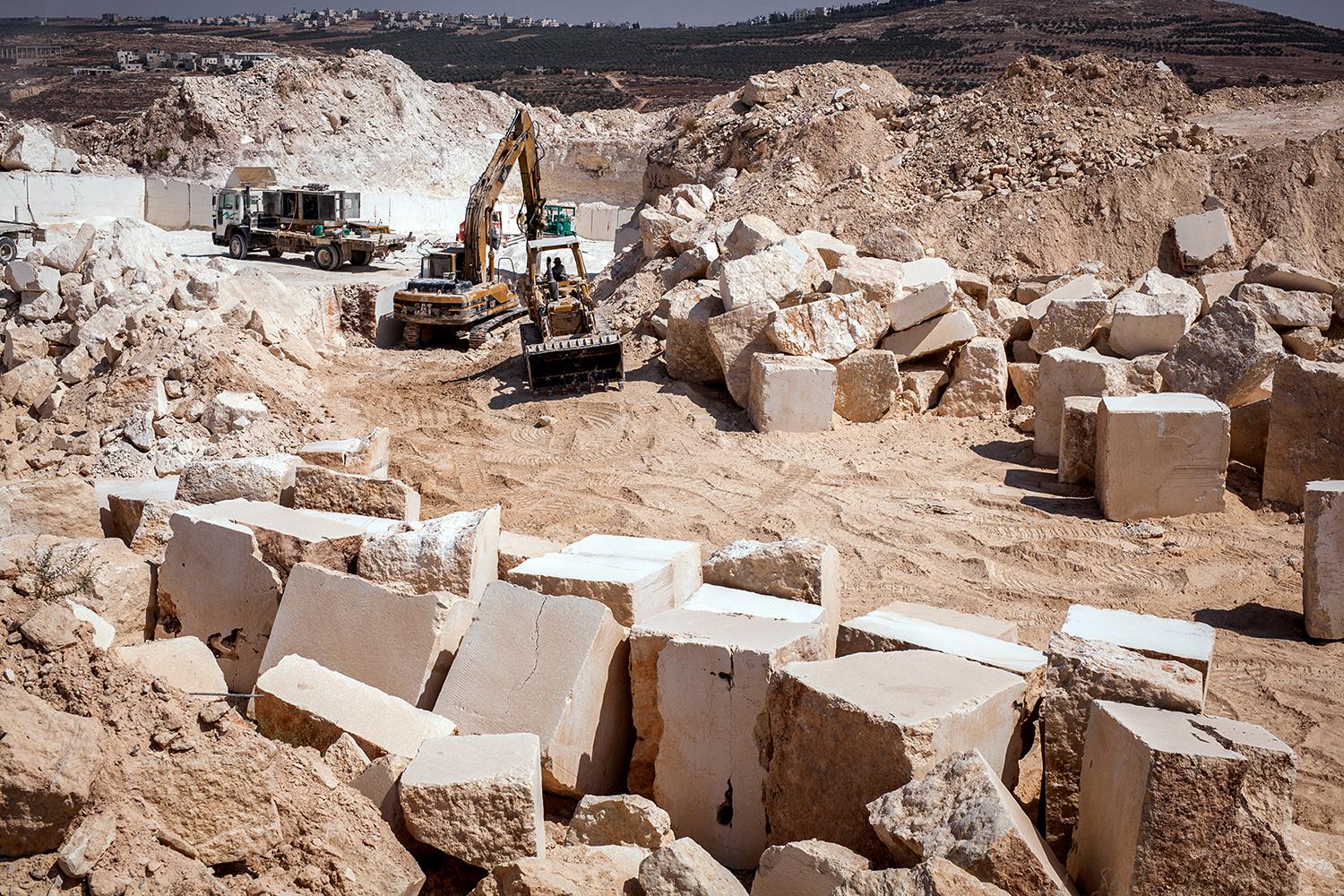 Palestinian-owned quarry operating without a license in Area C of the West Bank. Israel’s Civil Administration has not issued a single license to a Palestinian for a new quarry in Area C since 1994, according to the Palestinian Union of Stone and Marble. 