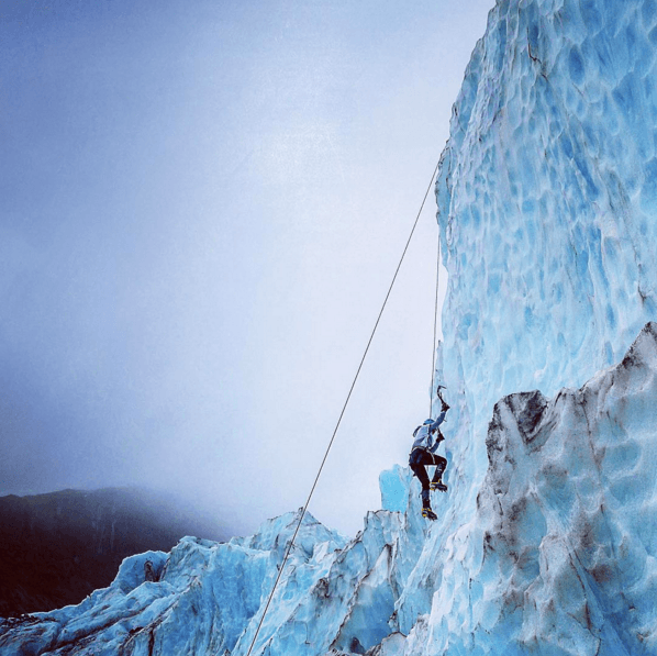 Raha Moharrak ice-climbing on Everest. Challenges to train as a Saudi woman nearly insurmountable for mountain climbers. With limited outdoor training facilities available,  Raha traveled to the middle of the desert, filled a backpack with sand, and ran u