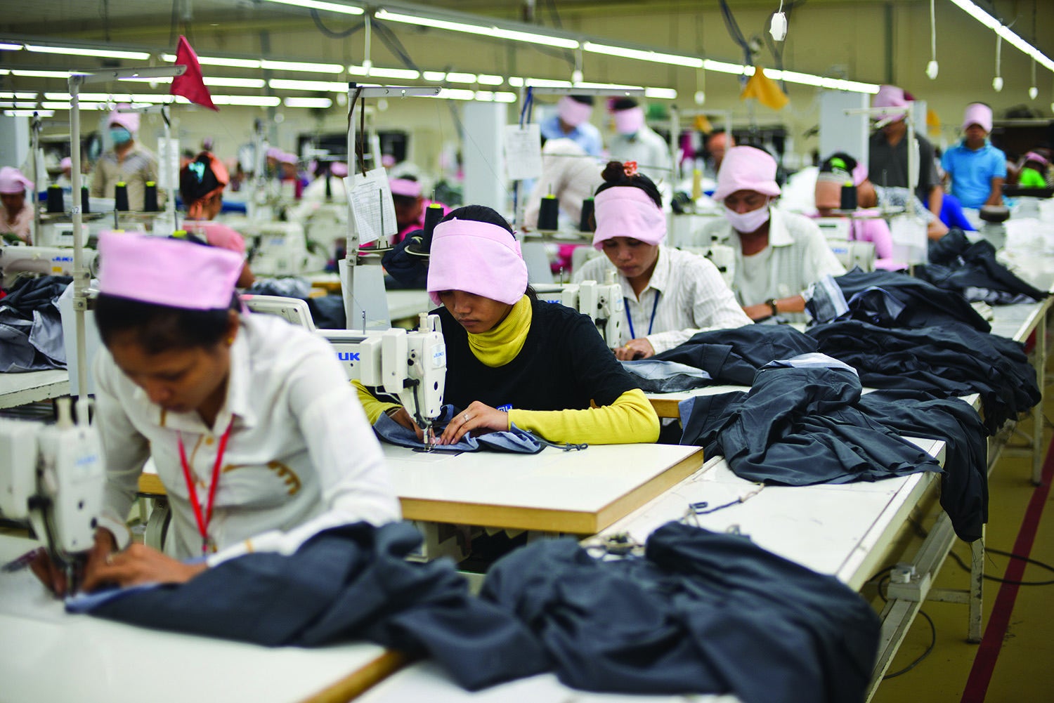 Women work in the sewing division of a factory in Phnom Penh, Cambodia’s capital.