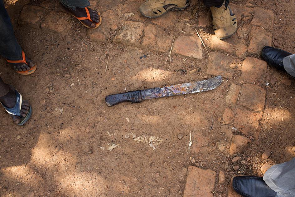 Machete used in the reprisal killing of two men 6 kilometers outside of Bambari, Central African Republic, on March 4, 2016.