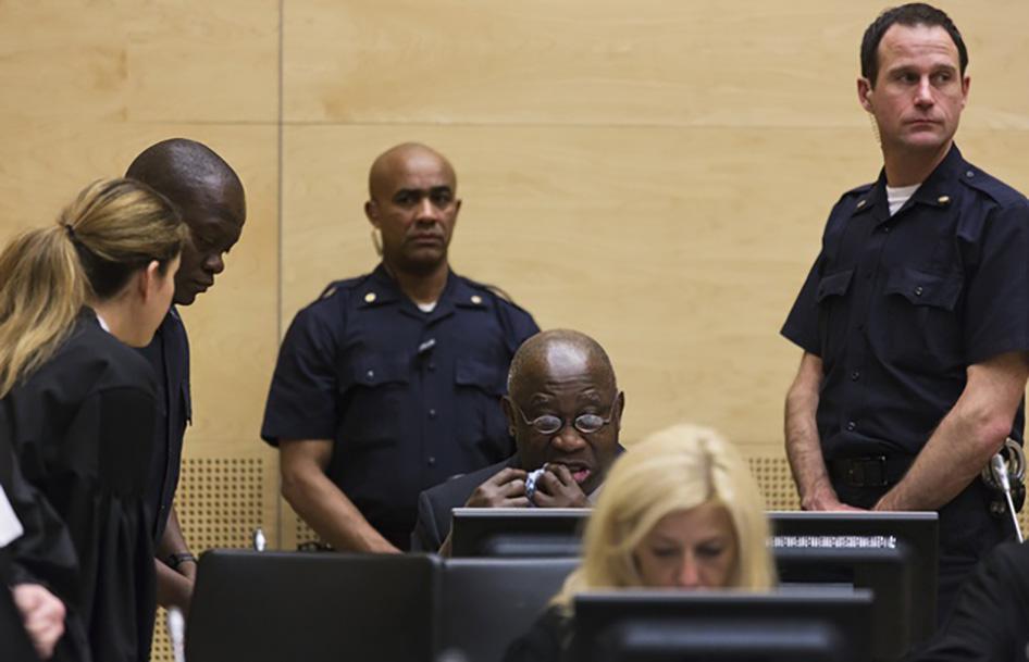 L'ancien président de la Côte d'Ivoire, Laurent Gbagbo, lors d’une audience de confirmation des charges à la Cour pénale internationale à La Haye, le 19 février 2013.