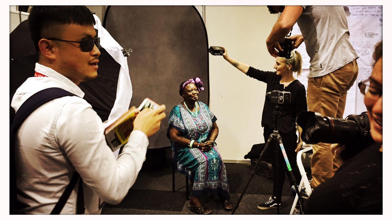Sithandizele from Botswana, posing for her portrait to become part of the ‘Stories from an Aging Epidemic’ oral history archive with Graying of AIDS.