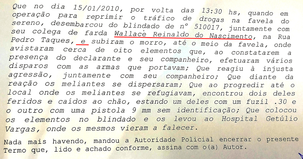 Statement by military police officer Josinaldo Vieira do Nascimento