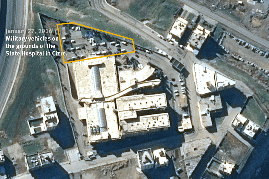 Turkey Cizre Hospital : Satellite imagery © 2016 CNES- Airbus DS