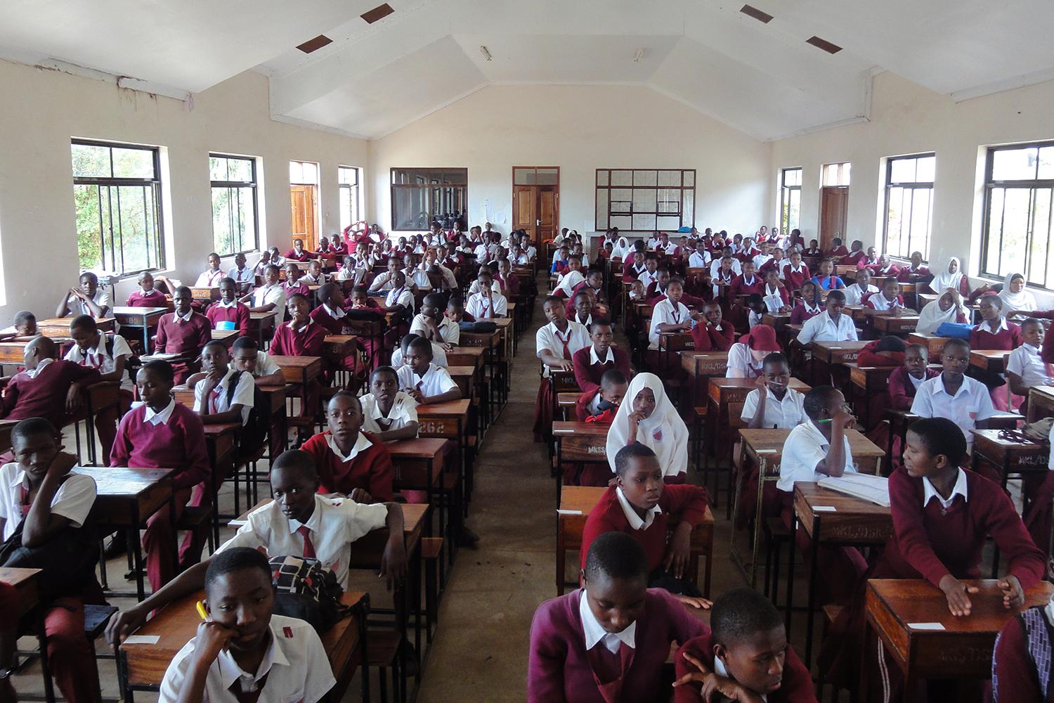 More than 120 Form II students prepare to sit their mock exams in a secondary school in Mwanza, northwestern Tanzania.