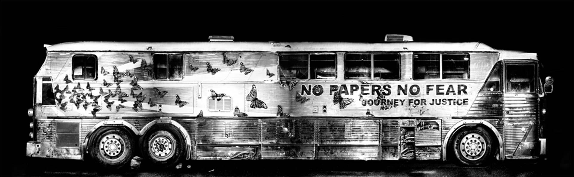 Puente's "Undocubus" took dozens of undocumented immigrants, who adopted the slogan, "No Papers, No Fear," from Phoenix, Arizona, to the Democratic National Convention in Charlotte, North Carolina, in the summer of 2012.