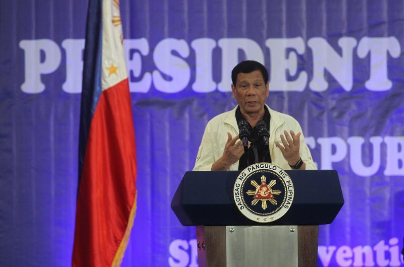 Philippine President Rodrigo Duterte speaks before local town mayors in Davao city in southern Philippines March 9, 2017.