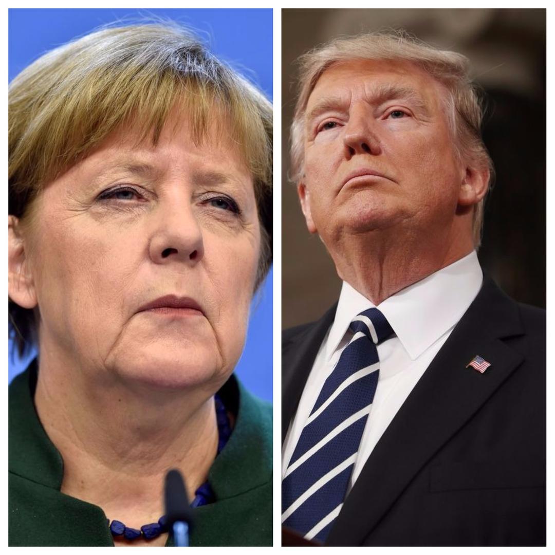 Germany's Chancellor Angela Merkel (L) and United States President Donald Trump.