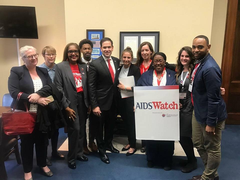 AIDSWatch participants with Senator Marco Rubio, March 28, 2017, Washington DC.
