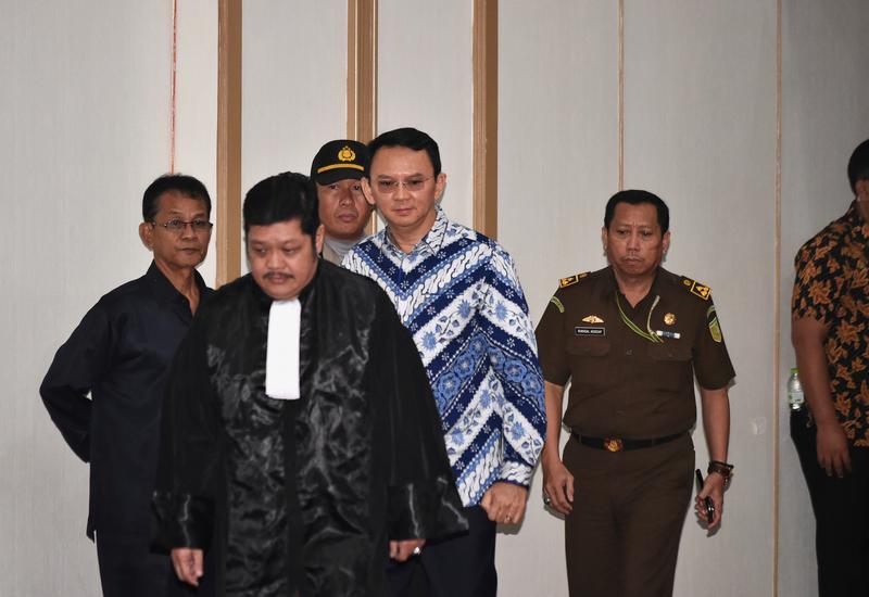 Jakarta's first non-Muslim governor and Chinese-ethnic minority, Basuki Tjahaja Purnama also known as Ahok, arrives in court for his verdict in Jakarta, Indonesia May 9, 2017.