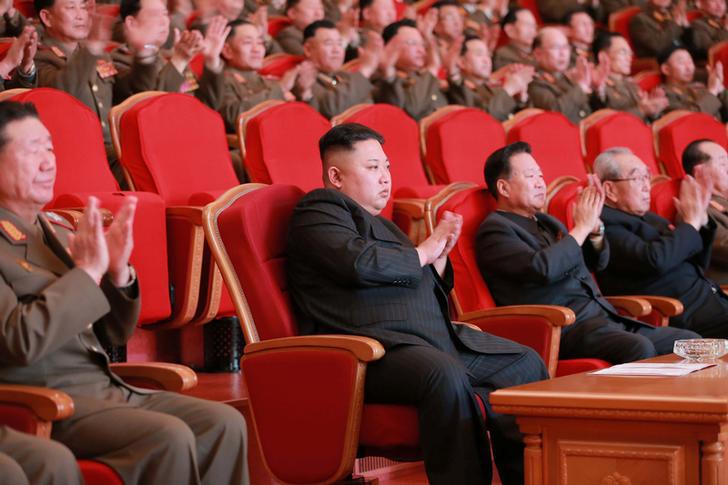 Kim Jong-Un watches a performance in Pyongyang, North Korea, on February 23, 2017.