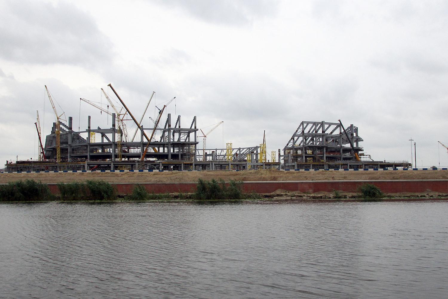 The Kaliningrad Stadium, a 2018 World Cup venue, in Kaliningrad, Russia, under construction in July 2016. 