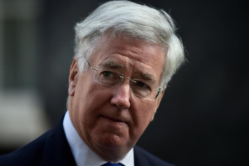 Britain's Defence Secretary Michael Fallon stands outside 10 Downing Street in London, May 10, 2017.