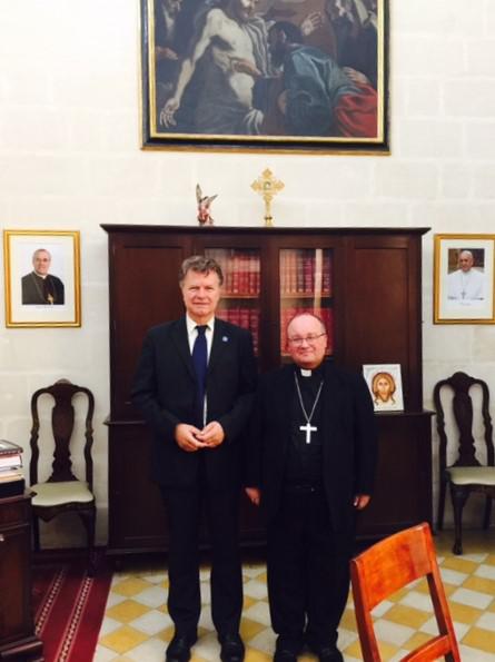 Boris Dittrich, Human Rights Watch LGBT Rights Advocacy Director, with Monsignor Scicluna, Archbishop of Malta, June 9, 2017.