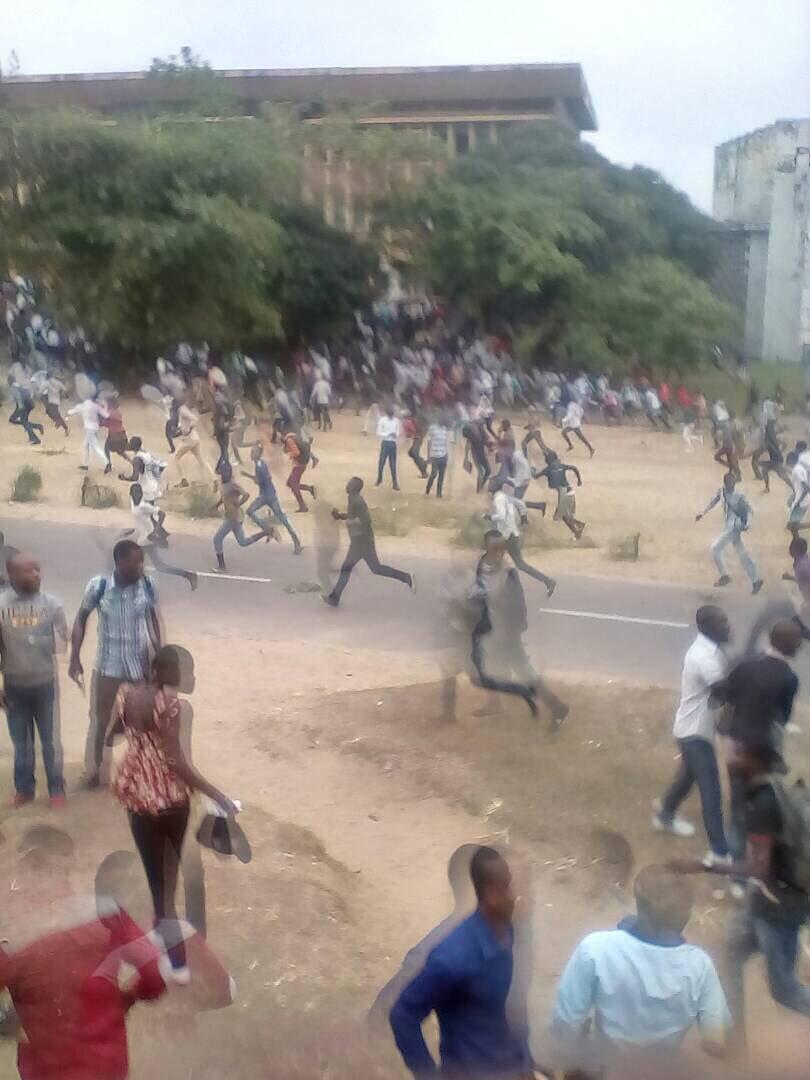 On July 21, 2017, Congolese police shot live rounds and used tear gas to disperse students at the University of Kinshasa who protested against the kidnapping of fellow students the day before. 