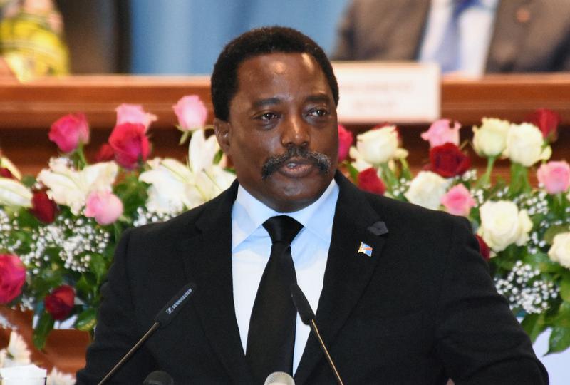 Le président Joseph Kabila s'adresse à la nation au Palais du Peuple à Kinshasa, capitale de la RD Congo, le 5 avril 2017.