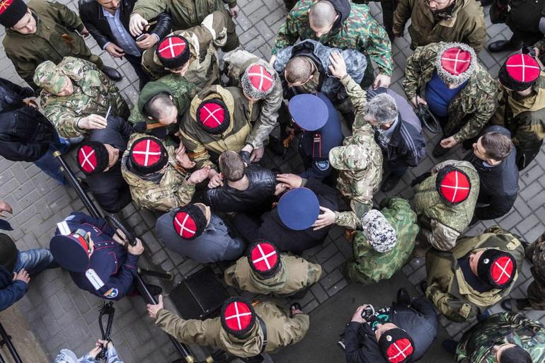 Cossacks disrupting Navalny event
