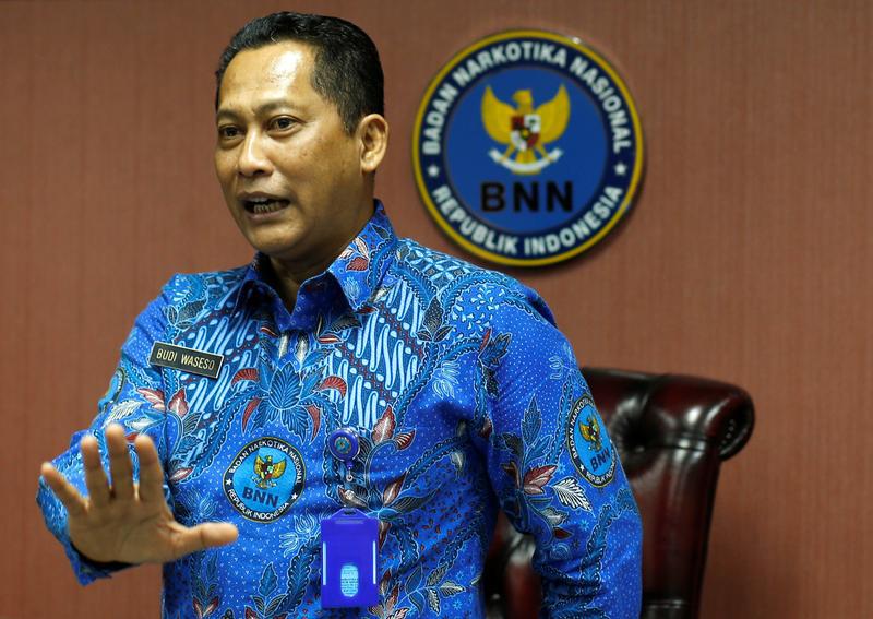 Head of Indonesia's anti-narcotics agency Budi Waseso gestures during interview in Jakarta, Indonesia, July 28, 2017. 