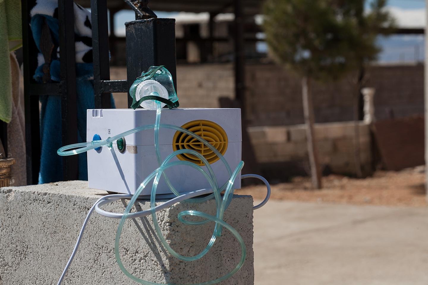 An oxygen machine that a family in Baalbek said they used because of the nearby open burning of waste. 