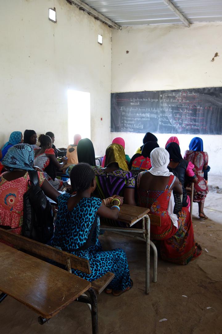 Secondary school girls in a classroom in southern-Senegal. 