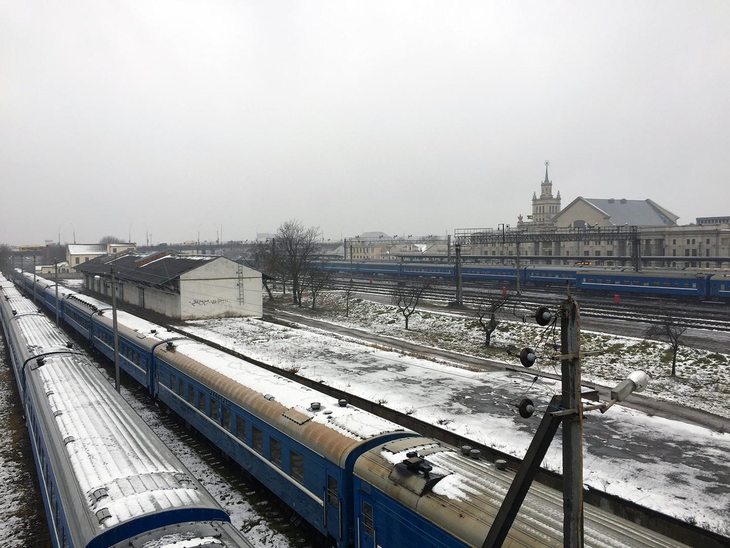 Stacja kolejowa, Brześć, Białoruś, 7 grudnia 2016. 