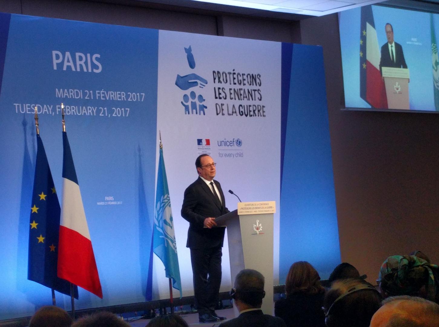French President François Hollance annonces France's endorsement of the Safe Schools Declaration 