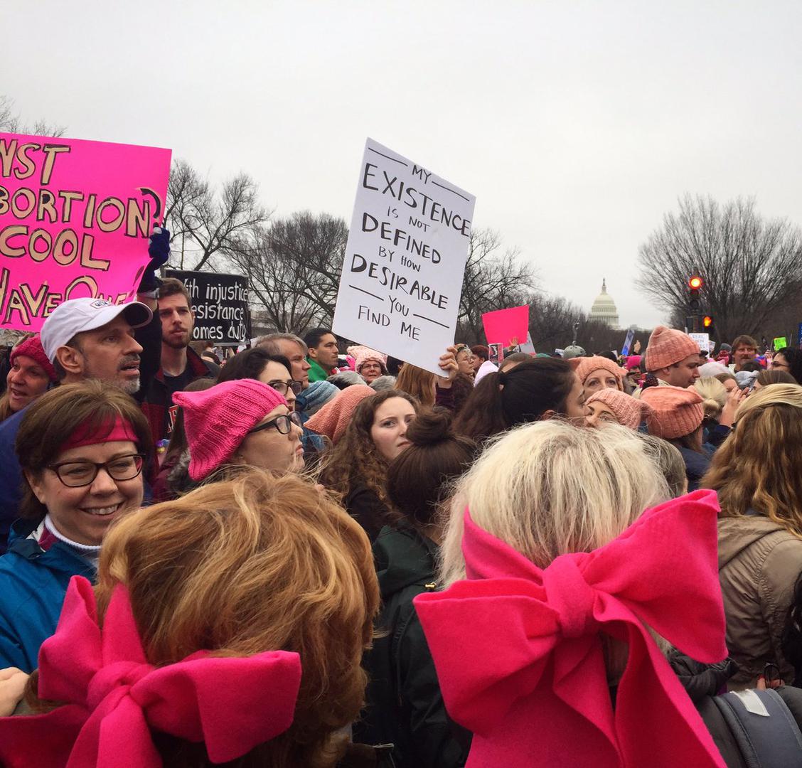 Scene on the national mall, Women's March, Washington DC 