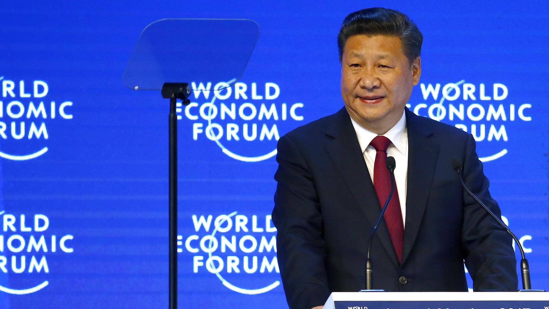 中国国家主席习近平出席世界经济论坛年会，瑞士达沃斯，2017年1月17日。